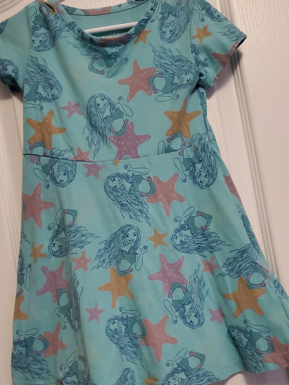 Disney Aqua Mermaid Starfish Print Casual Dress